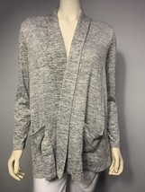 Style &amp; Co. Gray Marled Long Sleeve Open Knit Cardigan Size M - £9.71 GBP