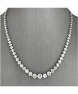 22Ct Round Cut Simulated Diamond Tennis Necklace 14K White Gold Plated - $690.38 CAD