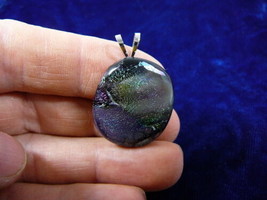 (#DL-826) Dichroic Fused Glass Pendant Jewelry Purple White Green - £27.32 GBP