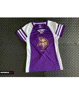 Majestic Minnesota Vikings Sequin Logo Jersey Sz Women S Small Purple Wh... - £21.95 GBP
