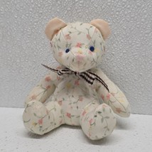 Vintage Russ Berrie Li&#39;l Posies White Floral Spring Bear Sitting Plush - $19.70