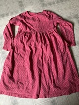 Lands&#39; End Dress Size 8 Pink Polka Dot Knit Dress Modest Long Sleeve - £14.70 GBP