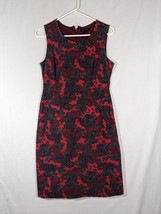 Lands End Sleeveless Cocktail Midi Sheath Dress Zip Back Red Paisley Size 4 - £14.63 GBP