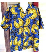 Mens Hawaiian Shirt Size XL Blue Yellow Short Sleeve Button Down No Boun... - £7.57 GBP