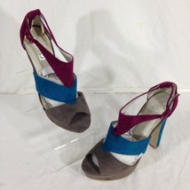 Shoes of Soul Women&#39;s Grey/Teal/Berry Fabric Stiletto Pumps/Shoes Size 8 - £9.91 GBP