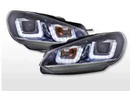 Fk Vw Golf 6 MK6 Led Devil Eye 3D Lightbar Halo Headlights Drl Gti 08+ Black Lhd - £403.99 GBP
