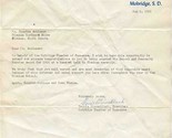 Mobridge South Dakota Chamber of Commerce Letter 1966 The Bridge City - £14.24 GBP