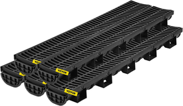 Trench Drain System, Channel Drain with Plastic Grate, 5.7X3.1-Inch HDPE Drainag - £72.05 GBP