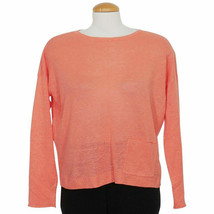 EILEEN FISHER Flora Pink Lt Organic Linen Boxy Sweater Top PS - $89.99