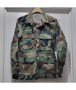 VTG US Military Air Force Woodland Camo Field Jacket w/ 7 Patches Men&#39;s ... - $39.63