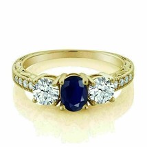 2.40 Ct Oval Cut Lab-Created Sapphire Women&#39;s Engagement 14K Yellow Gold Plated - £103.43 GBP