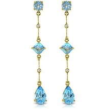 Galaxy Gold GG 6.06 Carat 14k Solid Gold Chandelier Earrings Diamond Blue Topaz - £562.09 GBP