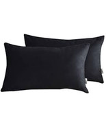 Set of 2 Cozy Velvet Rectangle Decorative Throw Pillow Covers - 12&quot;x20&quot; ... - $15.83