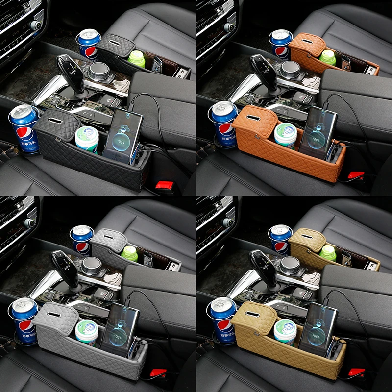 Multifunctional Car Seat Gap Storage Organizer Case Dual USB Port Charger - £41.66 GBP