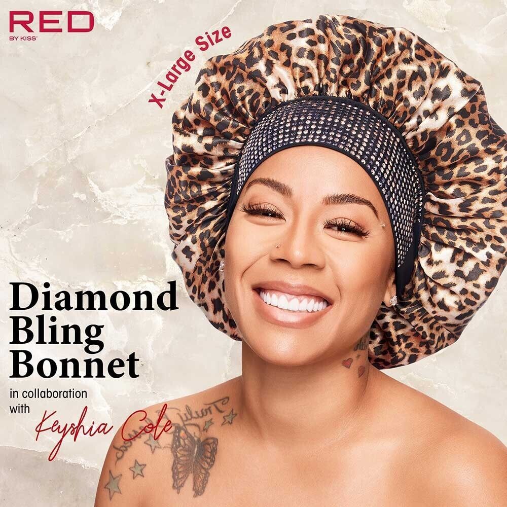 Primary image for RED BY KISS KEYSHIA COLE X DIAMOND BLING BONNET X-LARGE - #HQ201 LUXE LEOPARD