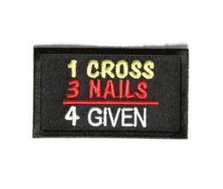 1 CROSS + 3 NAILS = 4 GIVEN 3&quot; x 1.75&quot; iron on patch (3679) Christian (D29) - £4.66 GBP