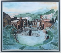 Vintage Signed 1990 &quot; H. Valta ? &quot; Colosseum Framed Watercolor Art Painting - £70.78 GBP