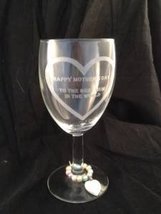 Happy Mother&#39;s Day to the Best Auntie in the World Wine Glass with heart &amp; stem  - £11.56 GBP
