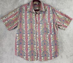 Todays News Shirt Mens Large Multicolor 90s Vintage Casual Button Up Sho... - $27.71