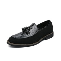 Retro Men&#39;s Loafers Imitation Leather Casual Shoes Tassel Decoration Faux Sude M - £55.07 GBP