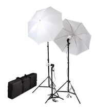 Cowboy Studio Photography Lighting Kit 3 Stands 2 Umbrellas 3 Bulbs Trav... - $69.29