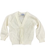 Vintage Julius Berger White Acrylic Baby Cardigan Sweater With Button Cl... - $32.91 CAD