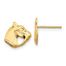 14K Yellow Gold Horse Head Stud Earrings Jewelry 8mm x 8mm - £37.18 GBP