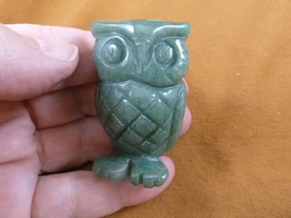 Y-BIR-OW-715 green Aventurine OWL bird gemstone figurine carving love OWLS birds - $17.53