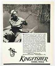 1947 Print Ad Kingfisher Tackle Happy Man Fishing Edw Tryon Philadelphia,PA - $10.72