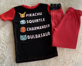 Pokemon Boys Black Red Pikachu Squirtle Charmander Short Sleeve Snug Paj... - $9.31