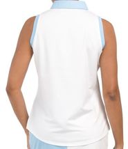 NWT Ladies BELYN KEY White & Sky Blue Action Sleeveless Golf Shirt M L & XL image 2