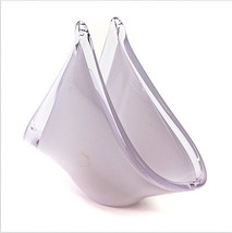 Vintage Art Blow Glass Opaline Purple White Napkins Letters Holder 5&quot; height - £21.95 GBP