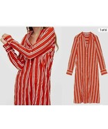NWT Zara Red White Striped Caftan Midi Shirt Dress- LARGE - £56.26 GBP