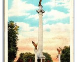Lovejoy Monument Alton IL Illinois Linen Postcard S18 - $2.92
