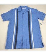 Cubavera Men&#39;s Classic Fit Tri-Color Camp Shirt - Federal Blue-Small - $43.89 CAD