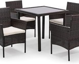 5 Piece Outdoor Dining Set Wicker Patio Dining Table And Chairs With Cus... - $574.99