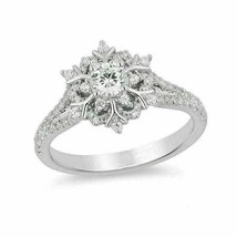 1CT Round Cubic Zirconia Snowflake Cluster Engagement Ring 925 Sterling Silver - £82.51 GBP