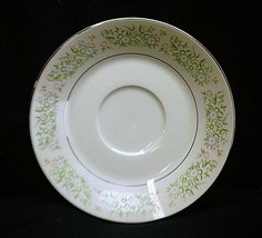 Springtime by Taihei 6&quot; Saucer Plate Pink &amp; Blue Flowers Green Leaves Japan - £7.09 GBP