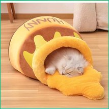 Ute cat bed plush cartoon warm mat cats cushion basket honey pot jar shape cave.jpg q90 thumb200