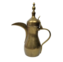 Vintage Antique Brass Middle Eastern Dallah Coffee Pot Turkish Arabic Stamped 13 - £31.95 GBP