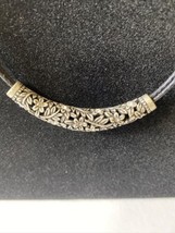 lia sophia necklace leather and silver 14” and 2” ext - $20.56