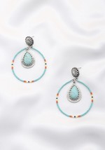 Women&#39;s Turquoise Stone Western Beaded Style Earrings - £13.85 GBP