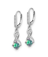 Sterling Silver Created Alexandrite &amp; Diamond Lever Back Earrings - €163,02 EUR