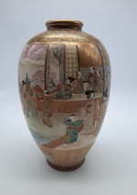 Gorgeous Satsuma Vase with Figures in a Pavilion - Meiji Period Signed - $620.00