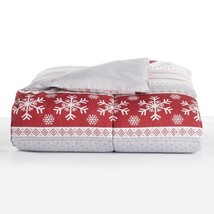 FULL/QUEEN Down Alternative Reversible Comforter - Red Fair isle Snowflake - £79.01 GBP