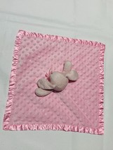 Pink Plush Bunny Rabbit Lovey Popcorn Dot Satin Edge Security Blanket 16x16 - £6.02 GBP