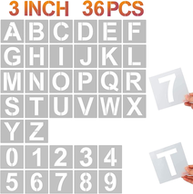 YEAJON 3 Inch Letter Stencils and Numbers, 36 Pcs Alphabet Art Craft Stencils, R - £11.03 GBP