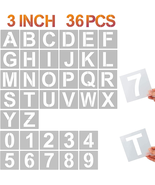 YEAJON 3 Inch Letter Stencils and Numbers, 36 Pcs Alphabet Art Craft Ste... - £10.80 GBP