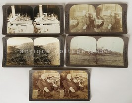 Lot Antique 5 Stereoview Photos Early 1900s Mc Kinley Chaffee Vesuvius Pre Wwi - £27.09 GBP