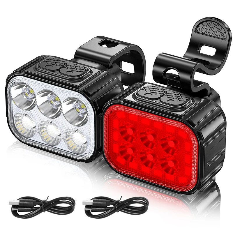 Bicycle Front Rear LED Light Set USB Charge Cycling Headlight Taillight Light 6/ - £132.45 GBP